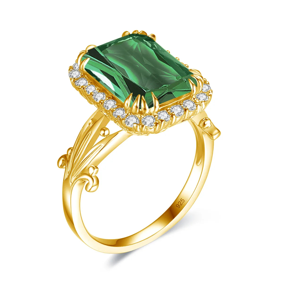 Szjinao High Quality Woman Ring 925 Sterling Silver Aquamarine Rings Gold Plated Luxury Elegant Banquet Party Fine Jewelry