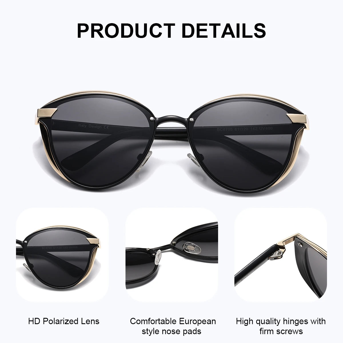 BARCUR Luxury Brand Delicate Fantasy Rimless Cat Eye Polarized Sunglasses Casual Party Vacation Travel UVA*B Women Sunglasses