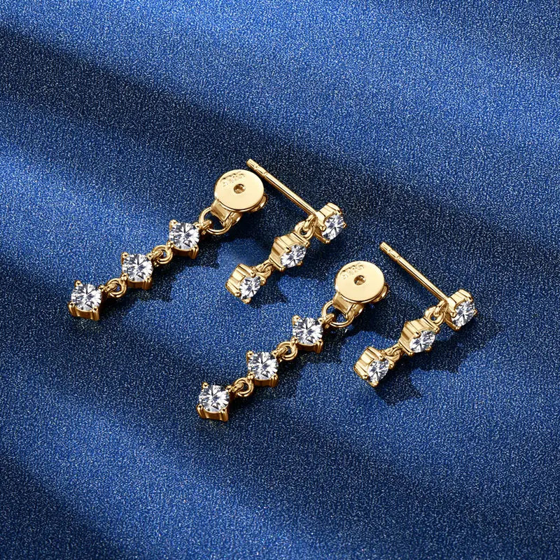 Lnngy 3mm Moissanite Drop Earrings 925 Sterling Silver Tassel Chain Earring For Women Girls Wedding Party Charms Jewelry Gift