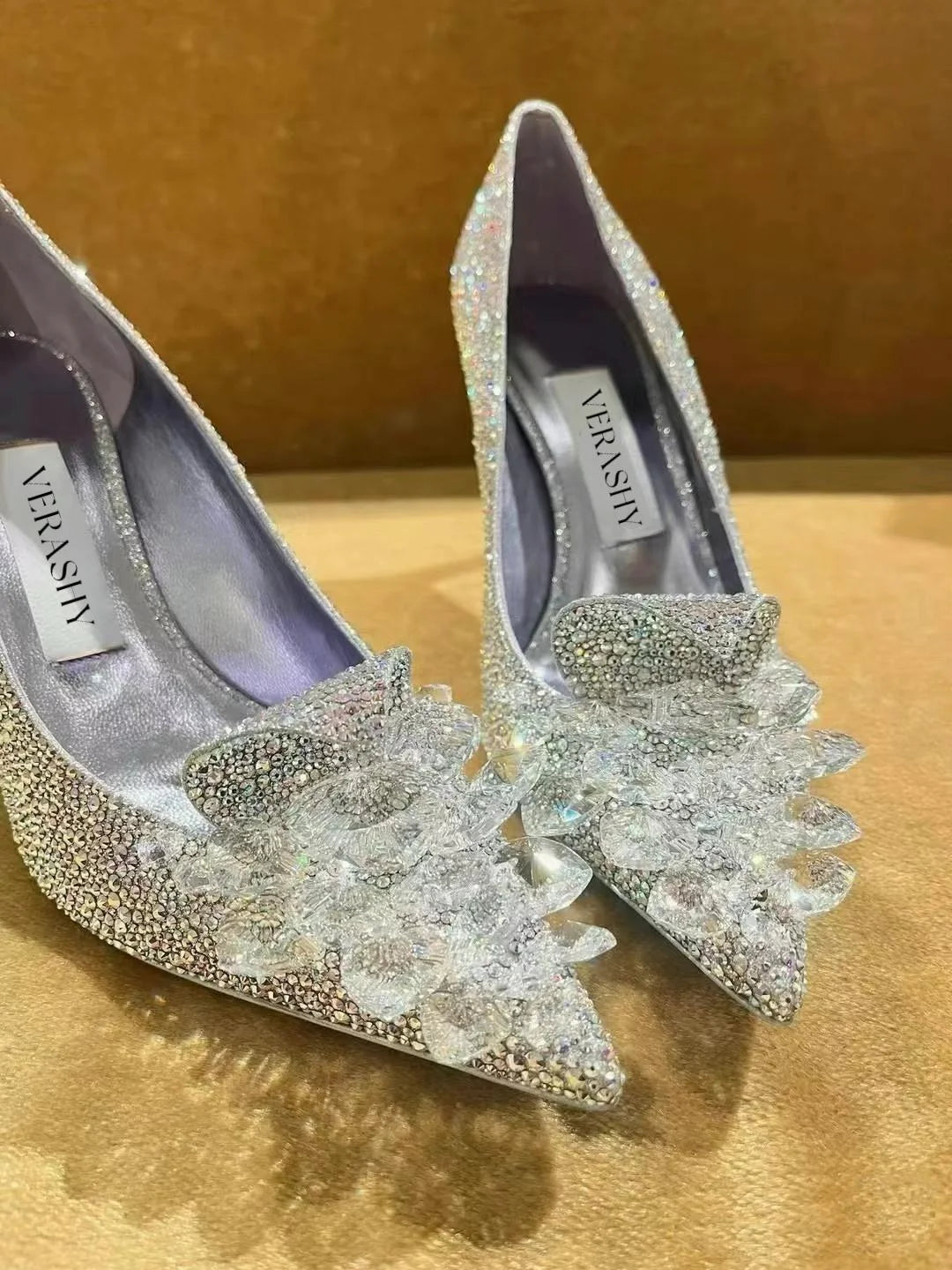 2025 New Spring And Autumn Bridal Wedding Shoes Rhine-shaped High Heels Female Stiletto Crystal Pumps