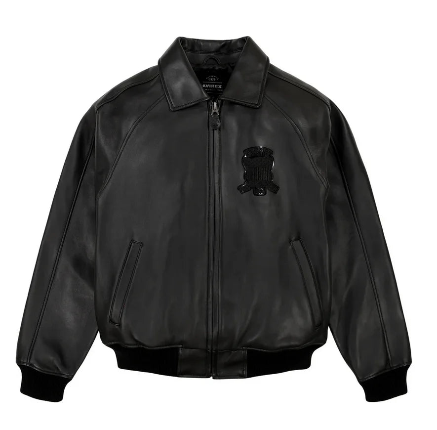 Avirex Fall New Listing Original Men's Casual Iconic Military Bomber Jacket US Size European Antique Sheepskin Coat Black Top