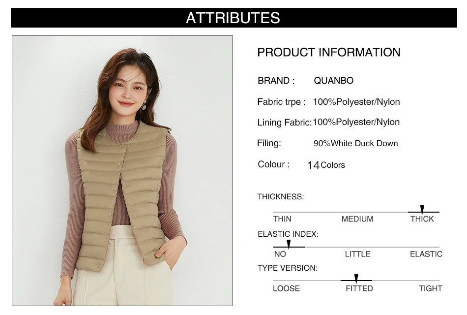 Women Sleeveless Puffer Vest Women's Ultra Light Down Vest Women Two Ways Waistcoat Portable Warm Sleeveless Winter Liner