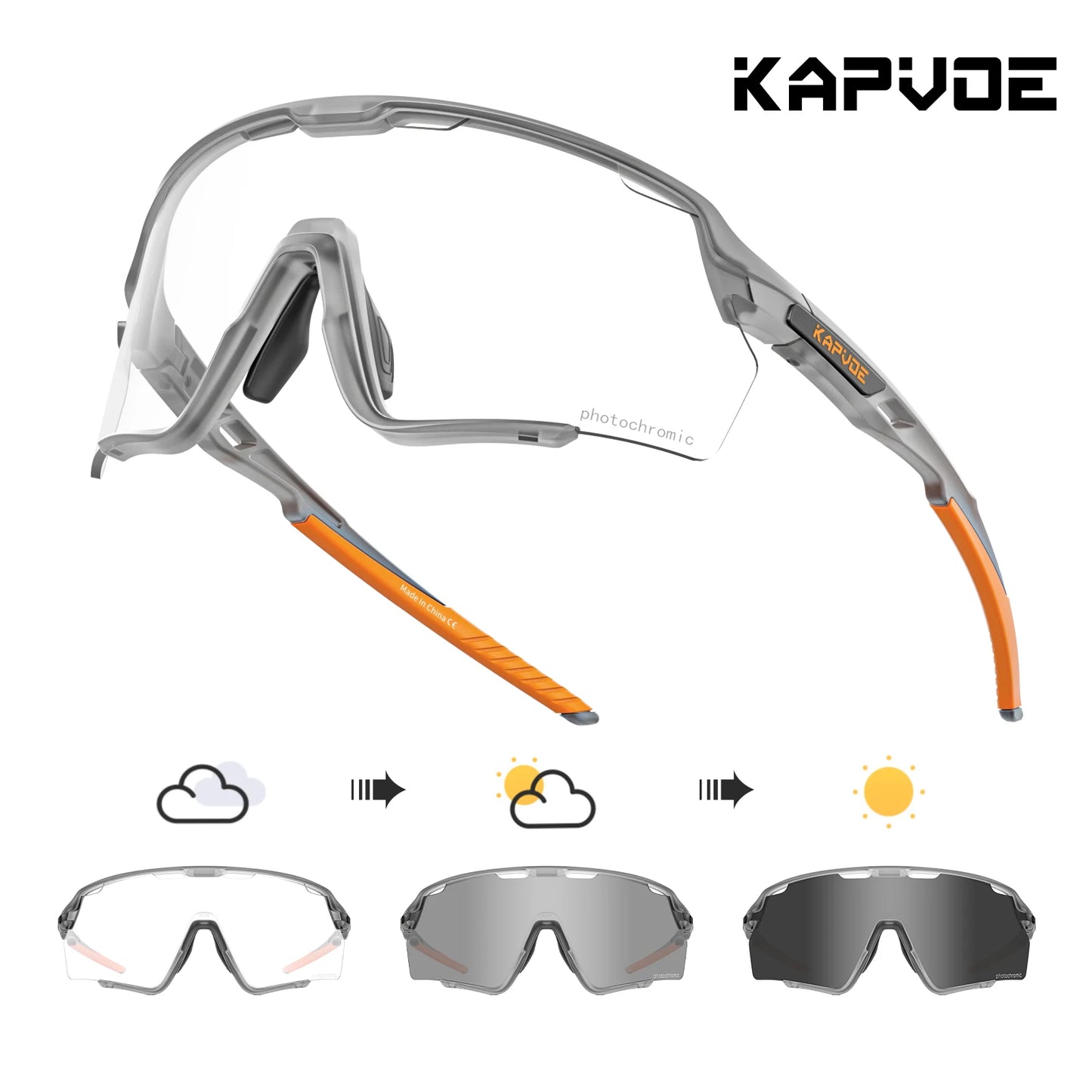 Kapvoe new Outdoor Photochromic Sunglasses Bicycle Cycling Glasses MTB Road Bike Eyewear Women Man Sports Hiking UV400 Goggles