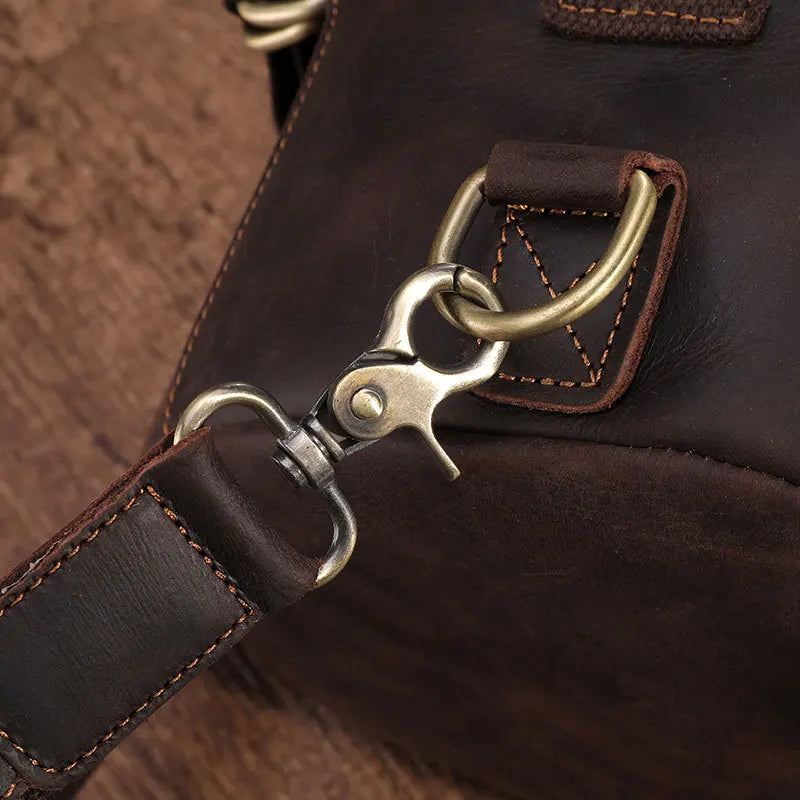 Luufan Unique Design Leather Backpack For Men Vintage Crazy Horse Leather Bucket Daypack Large Male Travel Bag Male Backpacks