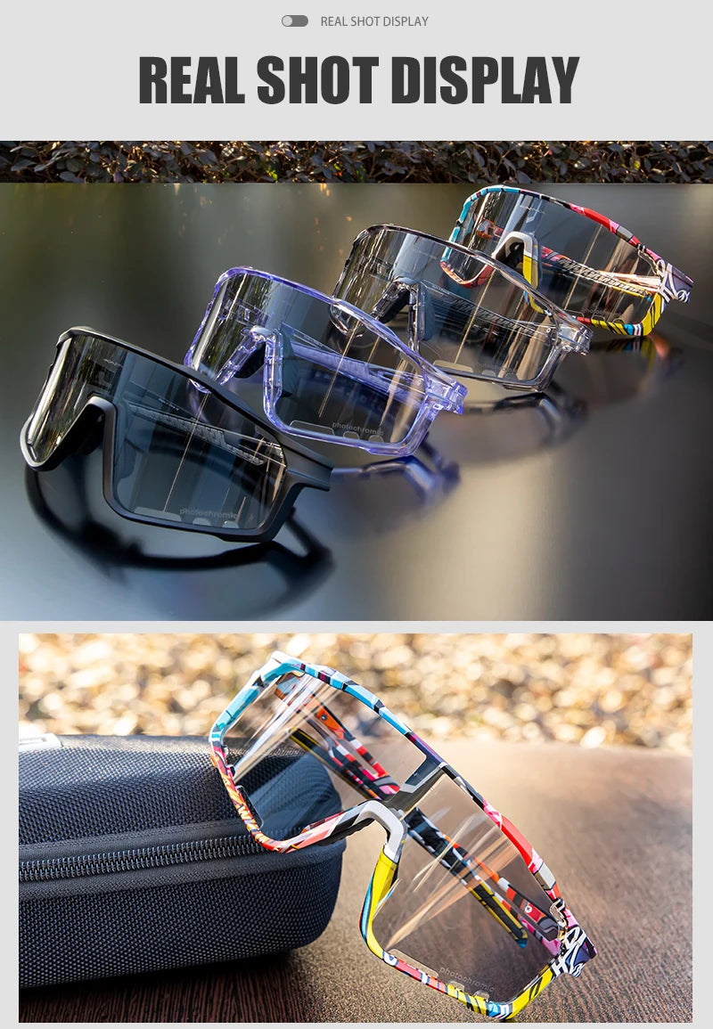 Kapvoe Outdoor Photochromic Sunglasses Anti-fog Cycling Glasses Bike Bicycle Men Women Sports Hiking MTB UV400 Anti-fog Goggles