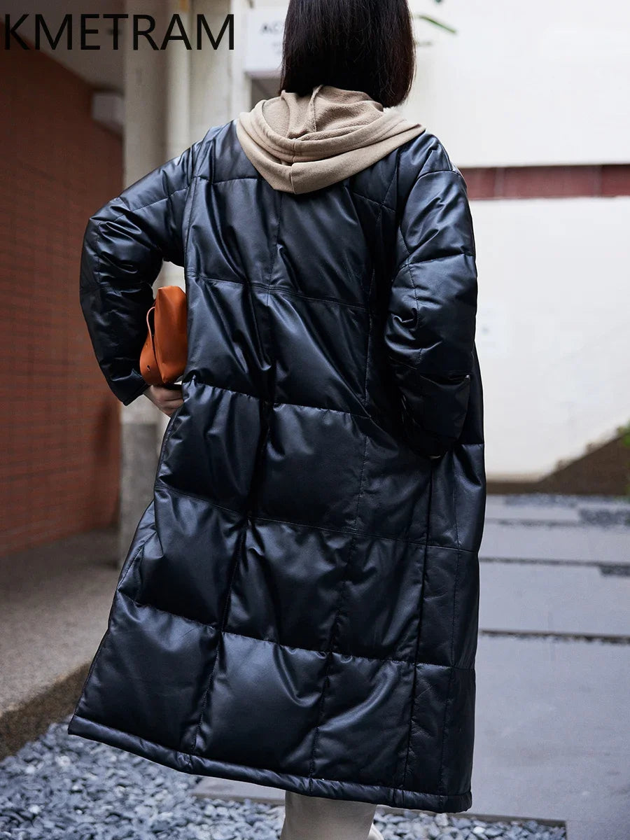Real Sheepskin Puffer Jacket Women Clothing Black Long Down Coats Winter Leather Jackets New in Outerwears Пуховик Женский 2024