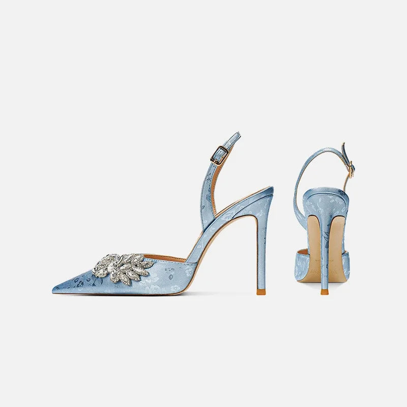 New Green Lady Sandals Fashion Thin Heel Slingback Woman Pumps Sexy Female Dress Party High Heels Shoes