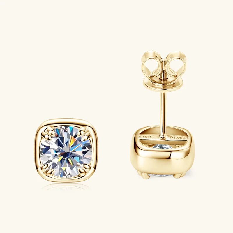 Lnngy Sparkling 6.5MM 1CT Moissanite Earrings For Women Certified 925 Sterling Silver Square Shape Stud Earring 2025 New Jewelry
