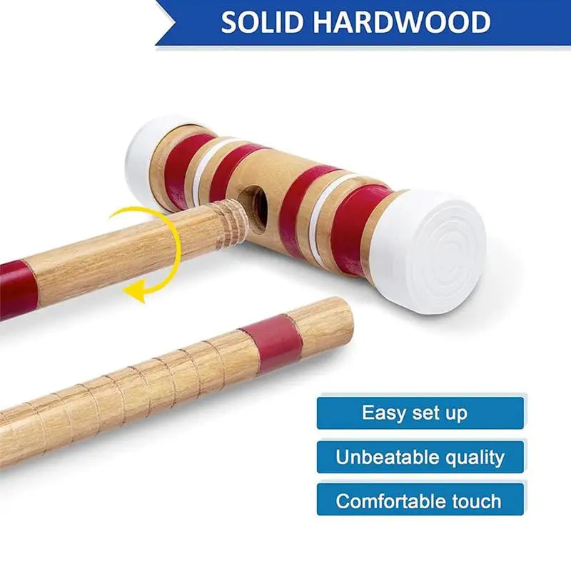 Croquet Game 6 Players Outdoor Family Games Reusable Wooden Bowling Set Outdoor Sports Kit For Men Women