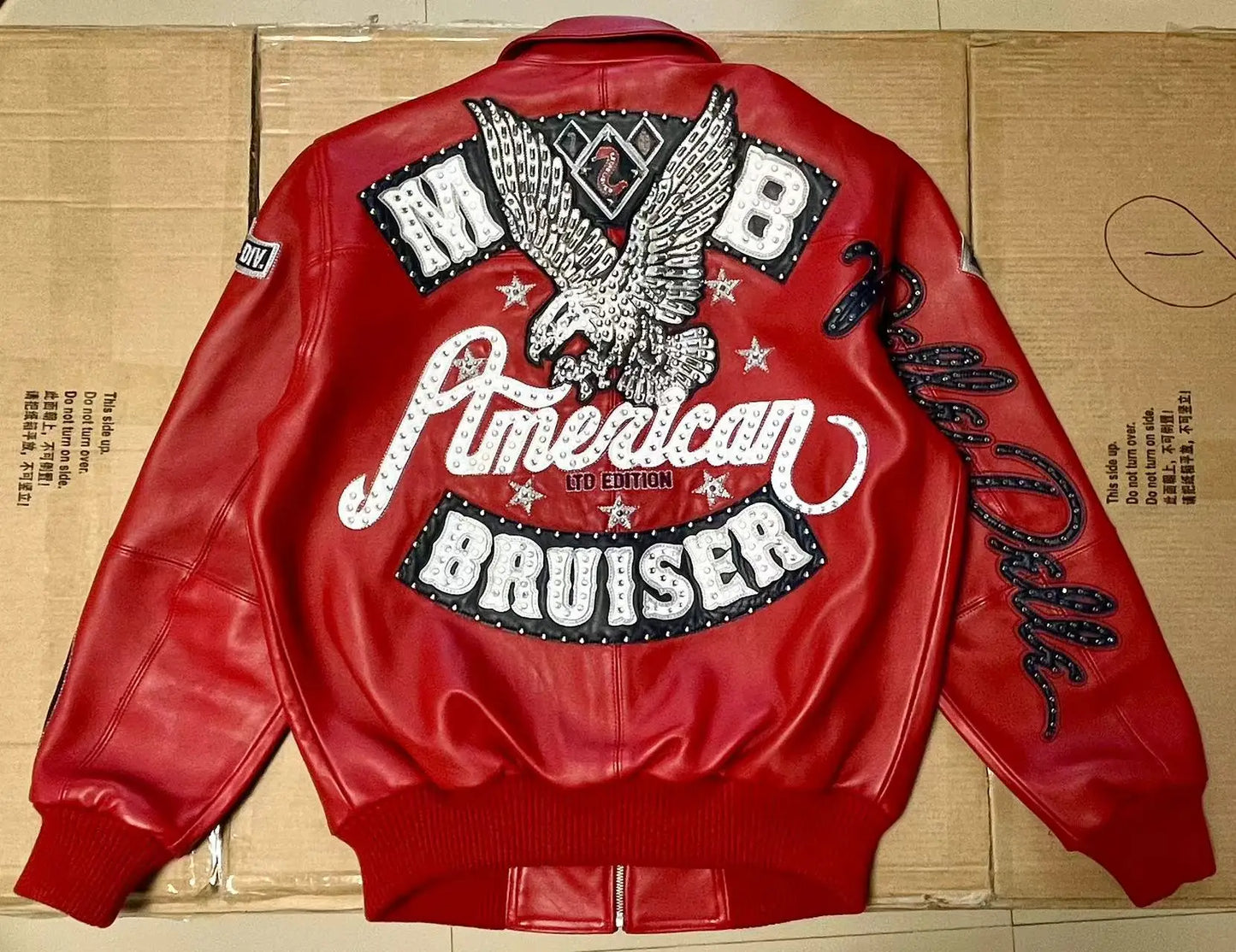 US size men's Hip Hop Sheep skin Varsity Jacket Embroidered Diamond Classic Casual Sport genuine leather Coat tops