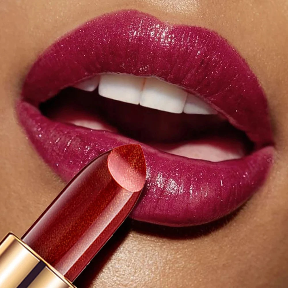 Black tube gold shiny lipstick, pearl moisturizing lipstick 9 colors available