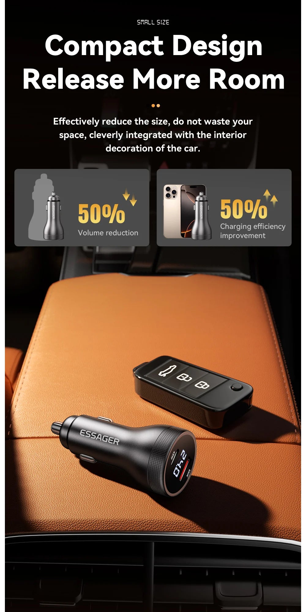 Essager 100W Car Charger USB C Quick Charge PD 45W for iPhone 15 pro 14 Xiaomi Poco Samsung Galaxy S24 Fast Charger Charging
