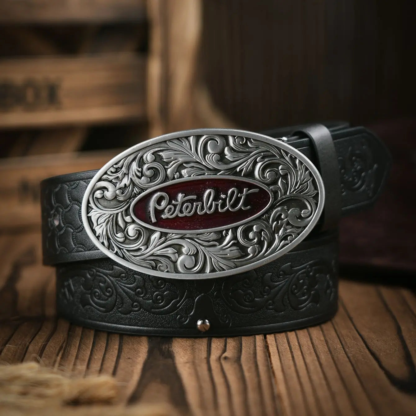 A men's western denim style PU belt