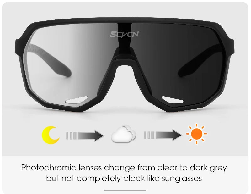 SCVCN Outdoor Sport Bike Photochromic Sunglasses Men Women bicycle MTB Road Cycling Glasses UV400 Fishing Goggles Running Eyewea