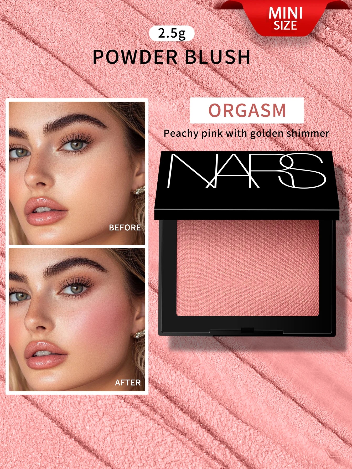NARS Blush Mini Size - Orgasm - Pressed Powder - 0.09FL.OZ./2.5g
