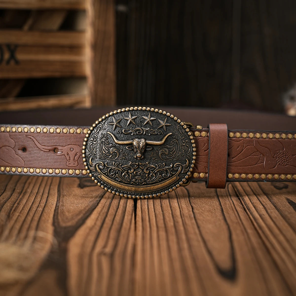 Men & Women-Western-Cowboy-PU Leather-Belts - Vintage Belt Floral Engraved Buckle Belt for Jeans