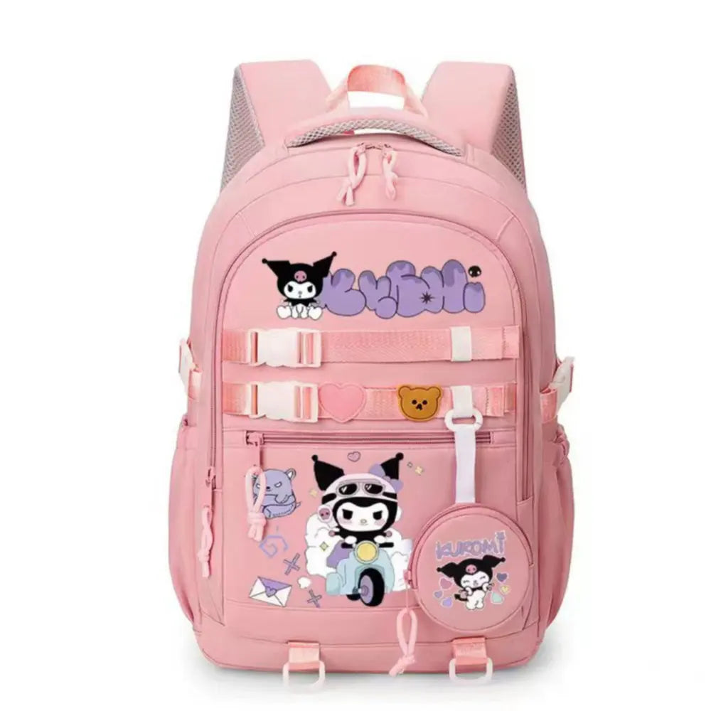 حقيبة ظهر Hello Kitty للنساء حقيبة ظهر كاجوال أنيقة لطالبات المدارس المتوسطة Melody Kuromi حقيبة مدرسية للكلاب باللون القرفة