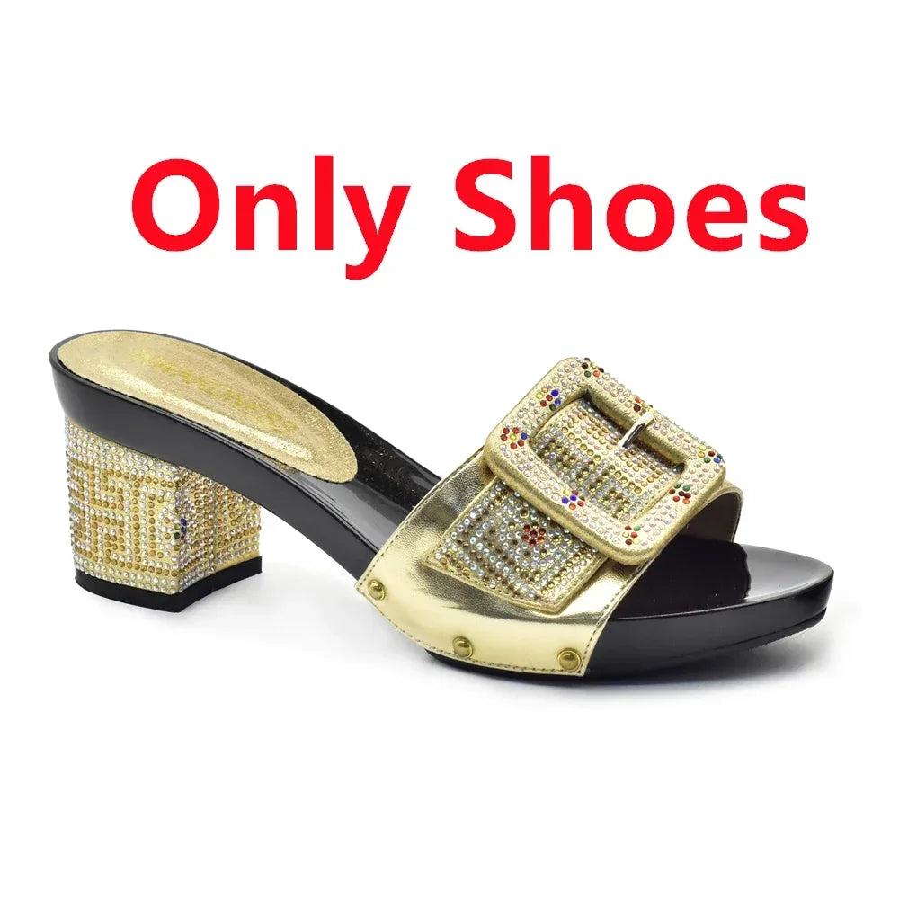 Peep Toe Slingback Pumps & Matching Bags – Italian Style Party Shoe Set with Rhinestone Luxury (Sizes 37-43)