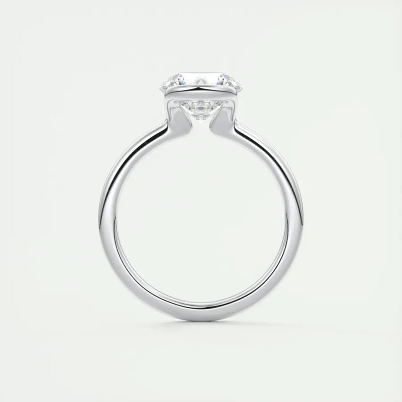 Lnngy 6.5MM 1CT Half Bezel Moissanite Ring for Women Exquisite 925 Sterling Silver Solitaire Engagement Rings Jewelry Gift