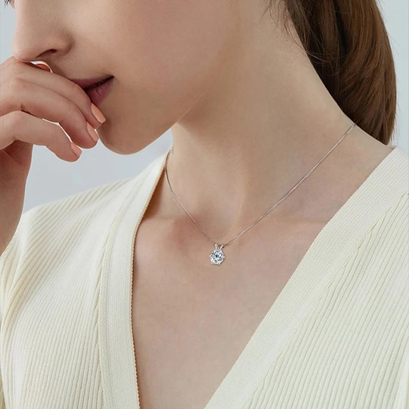 IOGOU Luxury 3.0 Carat Moissanite Pendant Necklaces for Women Real 925 Silver 1ct 2ct Diamond Necklace Engagement Jewelry Gifts