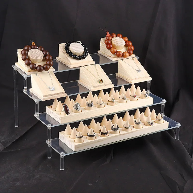 Black 1-5 Tier Acrylic Display Stand Clear Display Riser Rack for Cupcake Perfume Doll Décor Organizer Amiibo Funko POP Figures