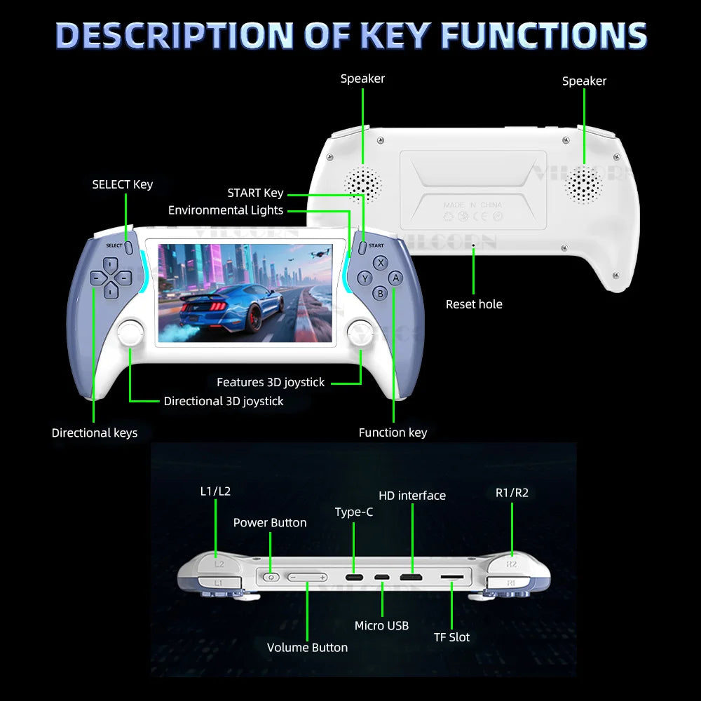 VILCORN Project X Pro Handheld Game Console for PSP PS1 SNES Emulators Portable Consoles Retro Drive Pocket Video Games for Boy