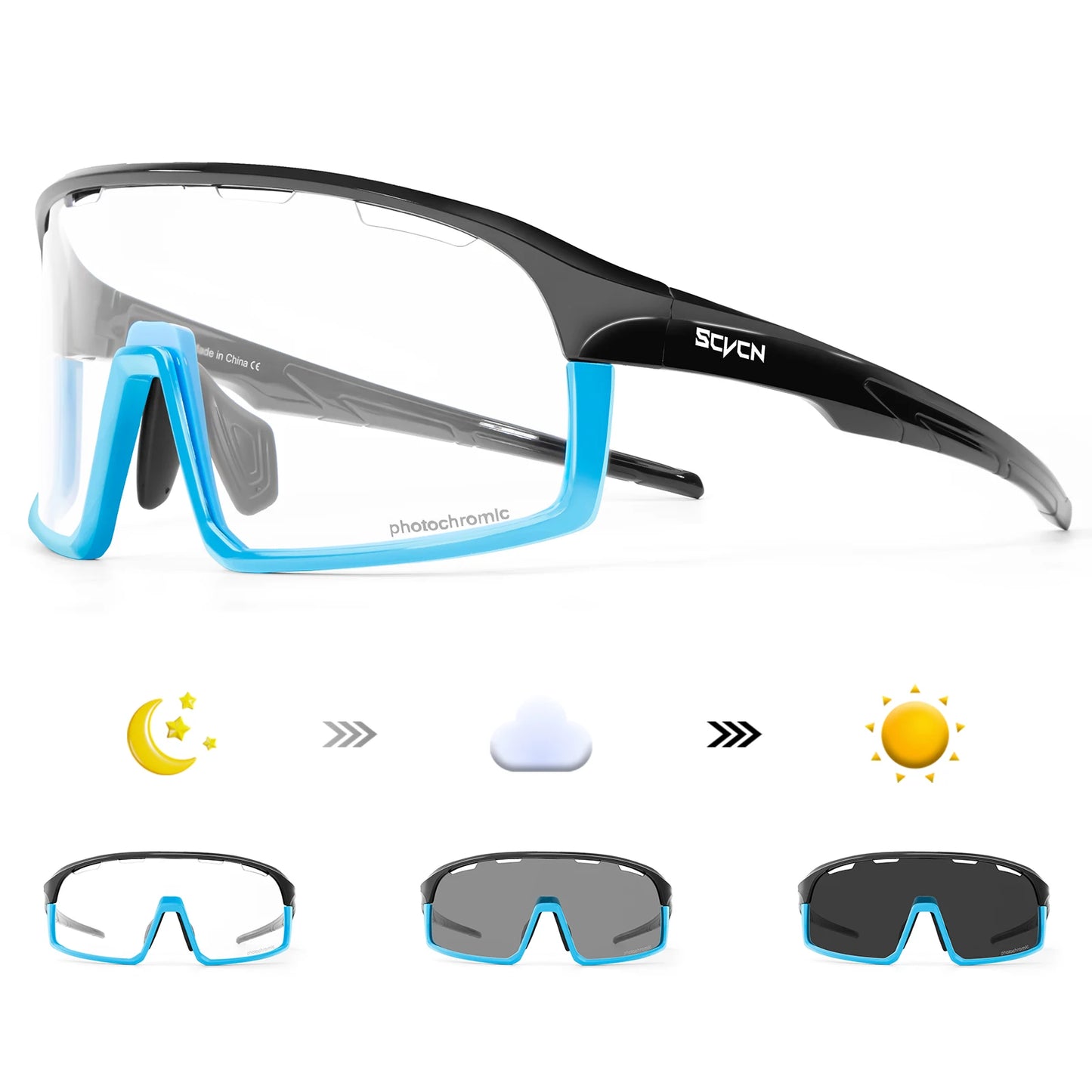 SCVCN New Photochromic Glasses Cycling Sunglasses Men Outdoor Sports Glasses Women Driving Bicycle Eyewear UV400 Hiking Goggles