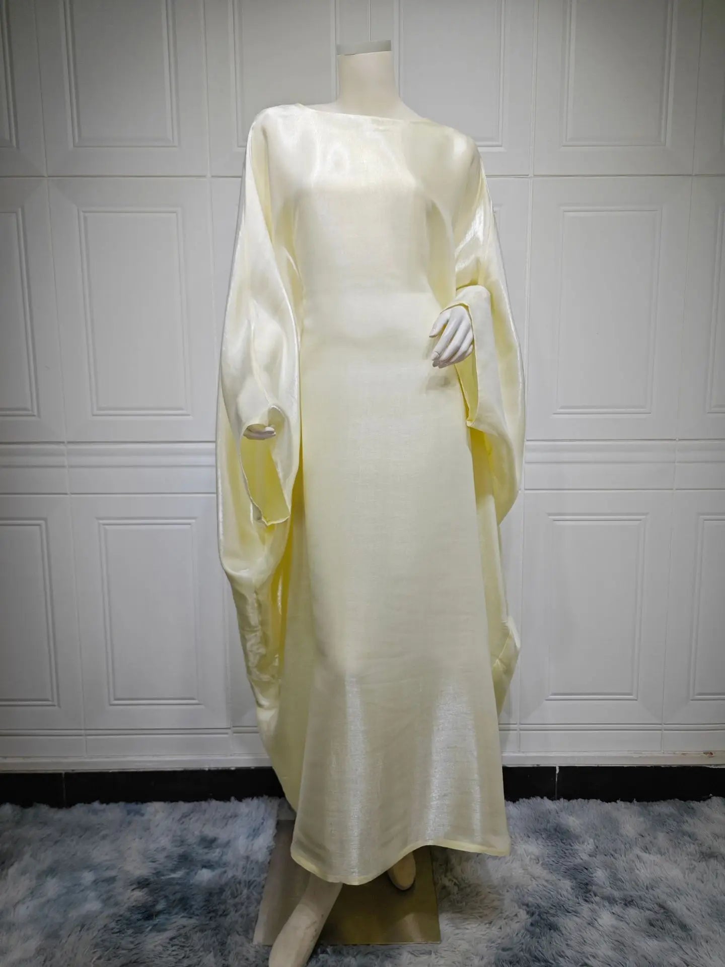 Batwing Butterfly Sleeve Satin Dress Abaya Dubai Muslim Maxi Dress Kaftan Abayas for Women Kebaya Caftan Robe Femme Vestidos