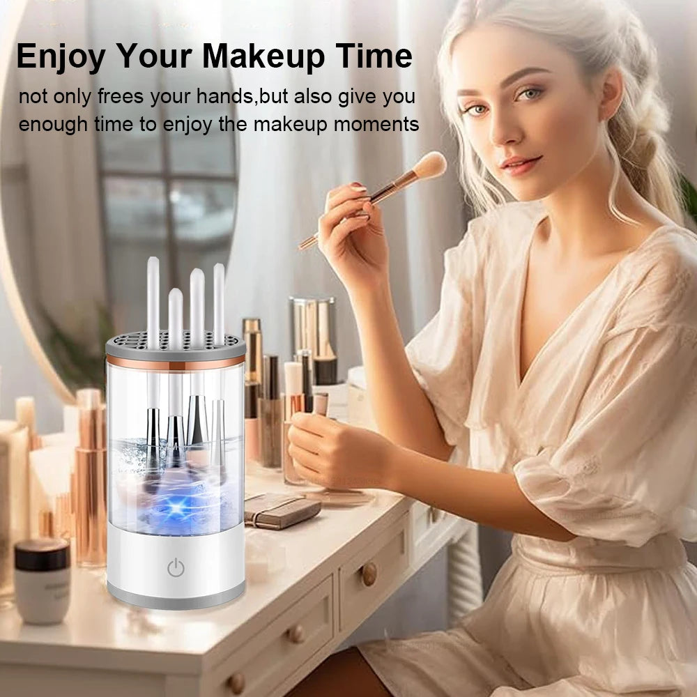 Makeup Brush Cleaner Automatic Electric Cosmetic Makeup Brush Cleaner USB Portable Makeup Brush Washing Machine Rotary Cleaning