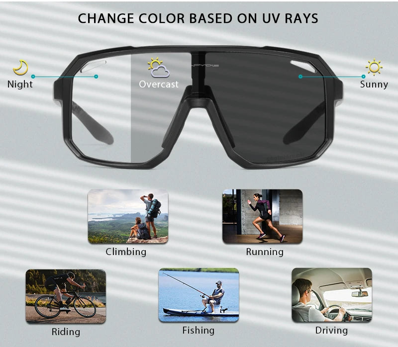Kapvoe New Anti-fog Photochromic Sunglasses Men Outdoor Anti-fog Cycling Glasses Bicycle Women Bike MTB UV400 Sports Eyewear