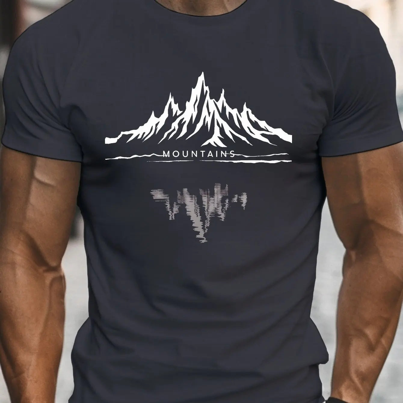 Men’s Summer 100% Cotton Casual T-Shirt Mountain Print | Loose Fit | Breathable Comfort
