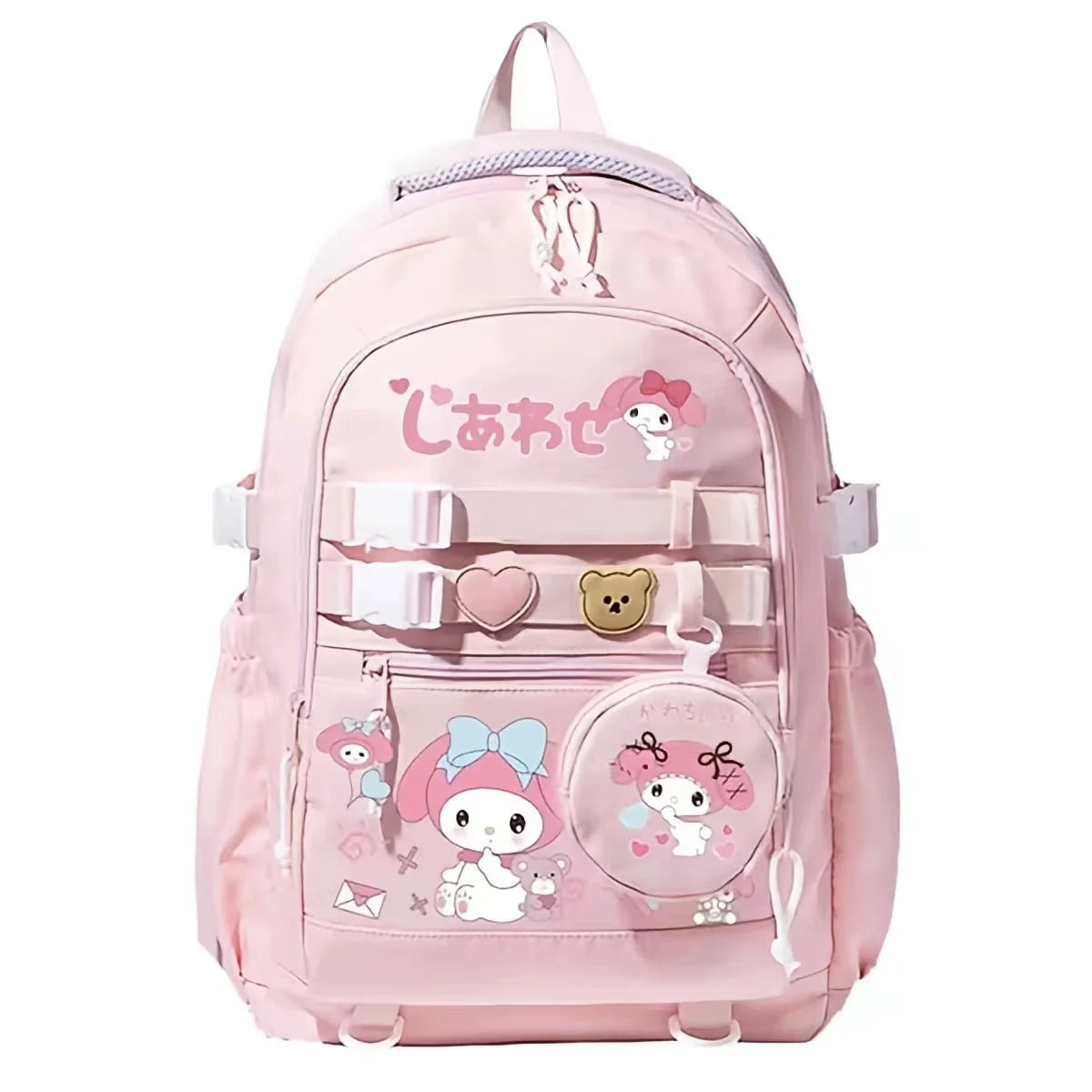 حقيبة ظهر Hello Kitty للنساء حقيبة ظهر كاجوال أنيقة لطالبات المدارس المتوسطة Melody Kuromi حقيبة مدرسية للكلاب باللون القرفة