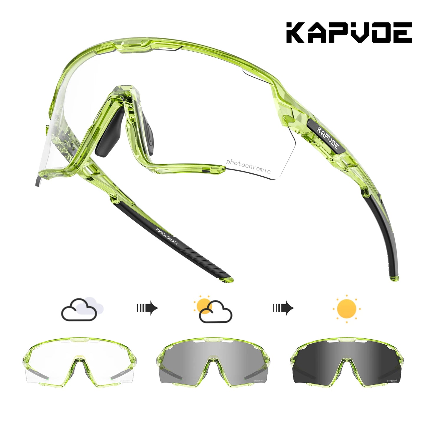 Kapvoe new Outdoor Photochromic Sunglasses Bicycle Cycling Glasses MTB Road Bike Eyewear Women Man Sports Hiking UV400 Goggles