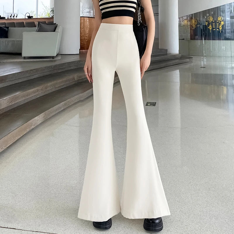 Bla Slimming High Waist Wide Leg Pants Women's Summer Thin Extended Tall Micro Flared Casual Drapey Commute Sle Trousers
