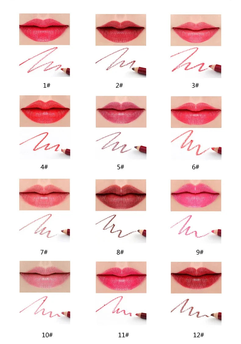 YALAIYI 13-Color Lip Liner Pencil Waterproof Colorfast Easy for Beginners Foggy Matte Long-Lasting Lip Makeup Pen