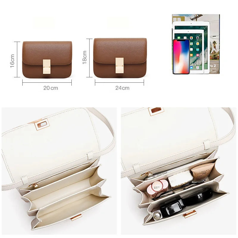 Women Shoulder Bag Female Split Leather Ins Vintage Messenger Lady Small Square Palm Texture Printing Box Flap Underarm Bag 2022