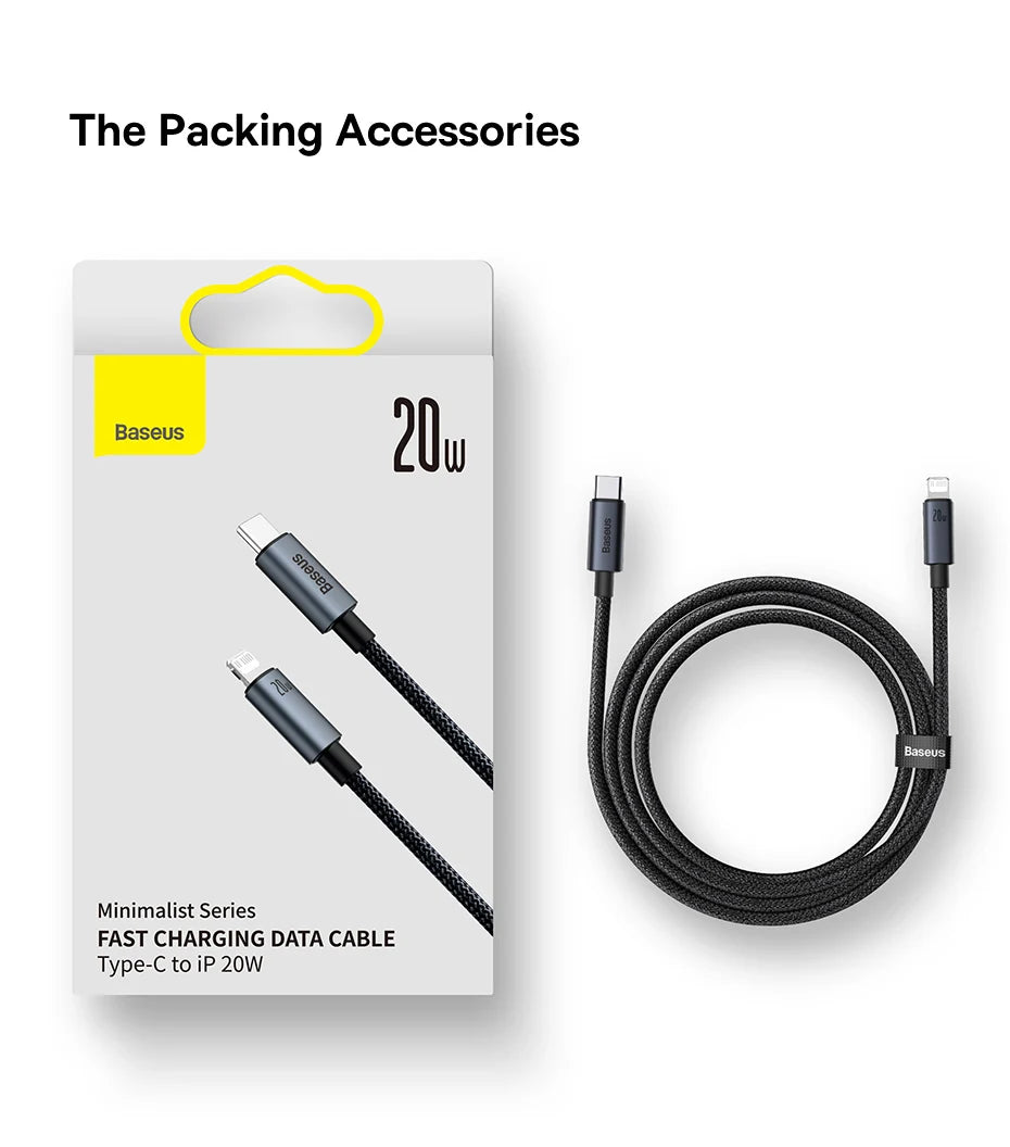 Baseus PD 20W USB C Cable For iPhone 13 12 11 pro max iPhone Cable Fast Charging For iPhone X XR 8 USB Type C to lightning Cable