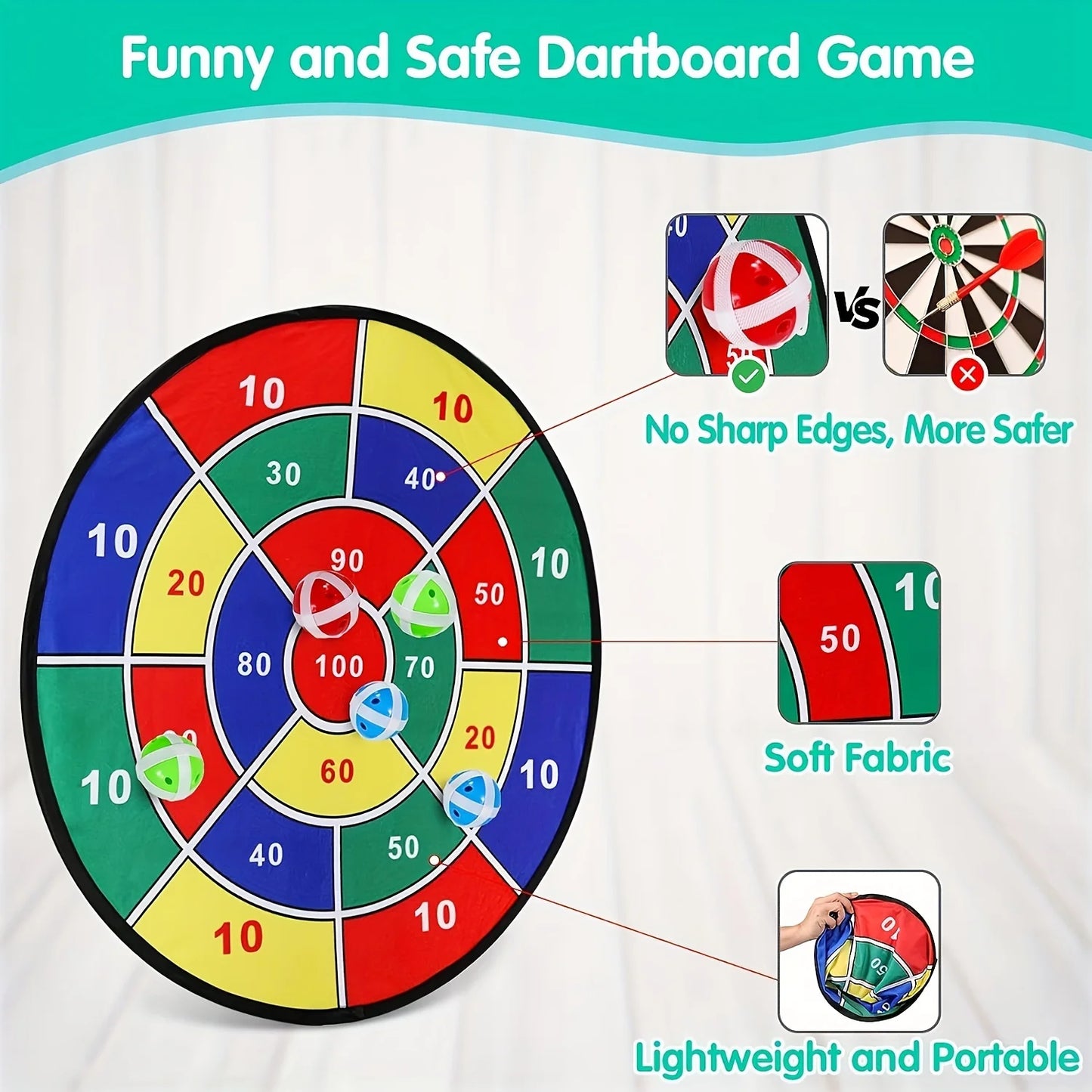 29 inchs Kids Dart Board Game Set with Stick Balls Indoor Outdoor Fun Party Game Toys for Birthday Christmas Halloween Gift