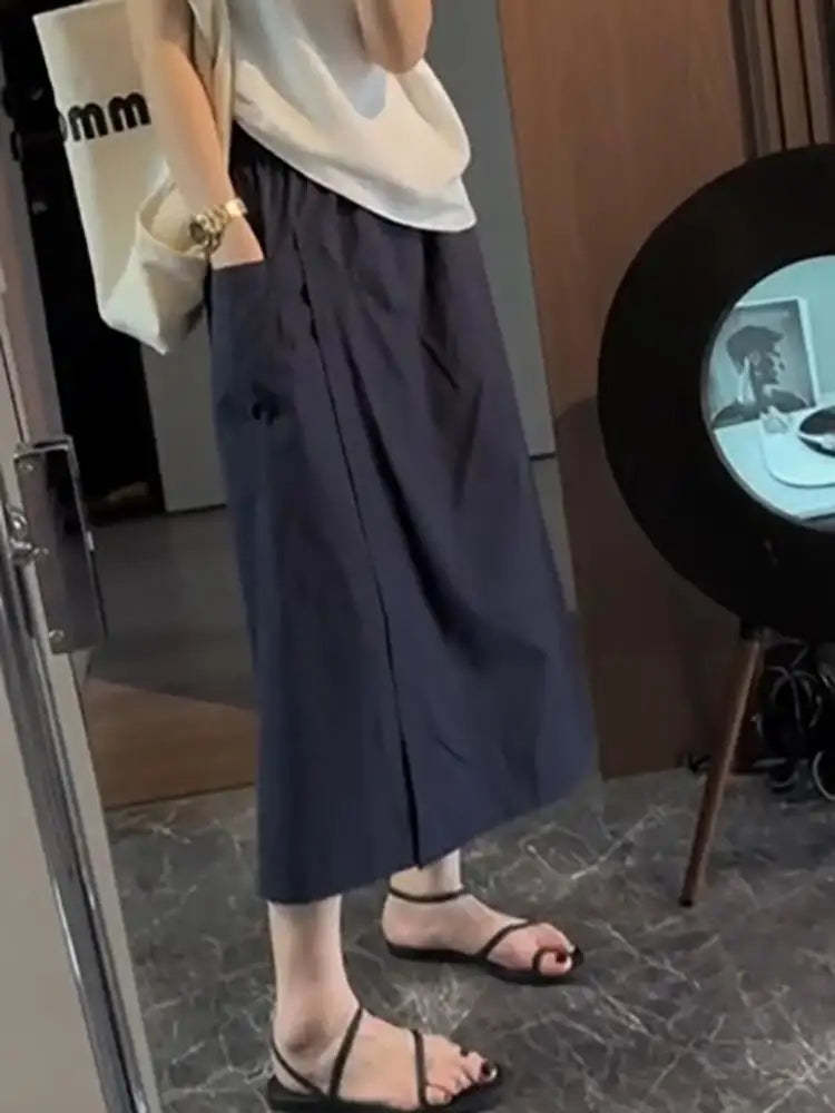 High Waist Wide Leg Pants Skirt Casual Loose plus Size Summer Trendy Slimming A-Line Skirt Commute Sle Eighteen Pants