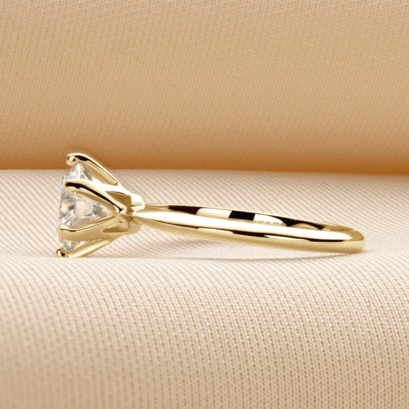 Lnngy 8MM 2CT Moissanite Ring With Certificate 925 Sterling Silver Solitaire Rings for Women Girls Sparkling Wedding Bands Gift