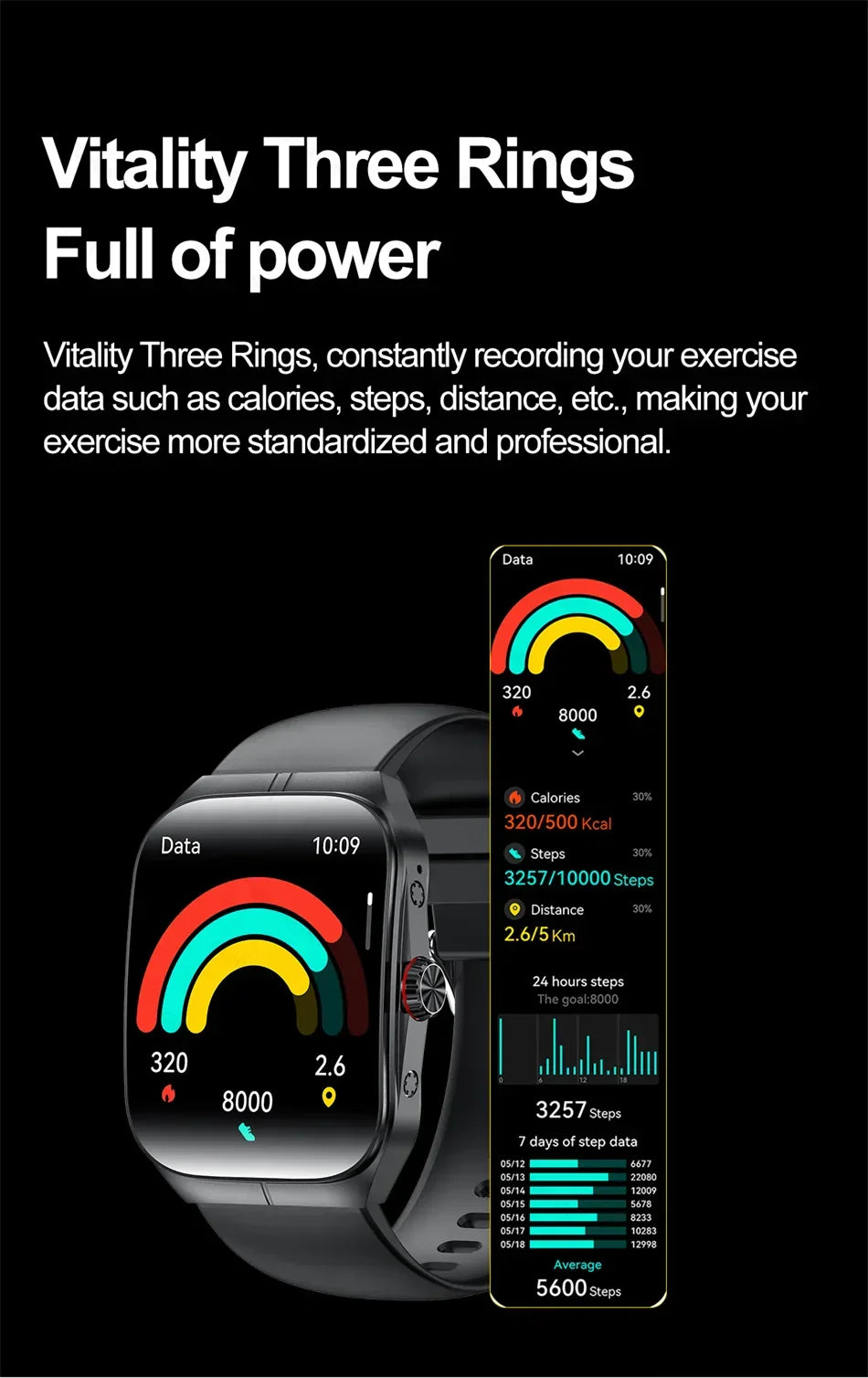 Smartwatch Men Women NFC AMOLED Screen Always Show Time Clock Bluetooth Call IP68 Waterproof Smart Watch Sport Fitness Bracelet