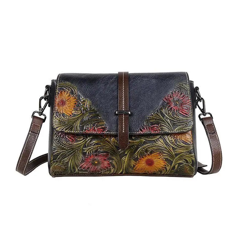 MOTAORA Women Shoulder Bag Genuine Leather Handbag Female Luxury Handmade Embossed Vintage Flap Bag High Quality Messenger Bags