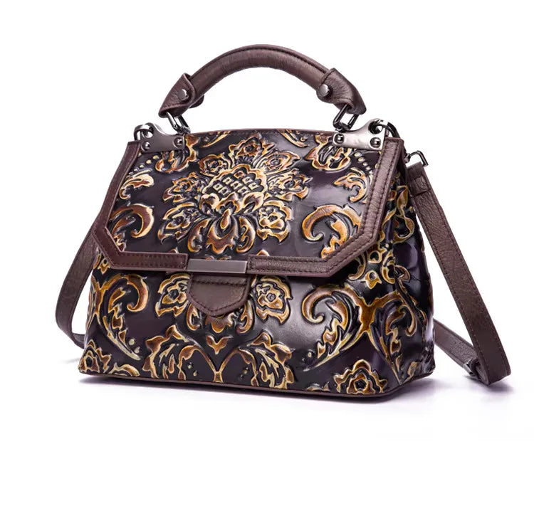 MOTAORA Womens Genuine Leather Luxury Handbag Handmade Embossed Vintage Shoulder Crossbody Bag New Arrival