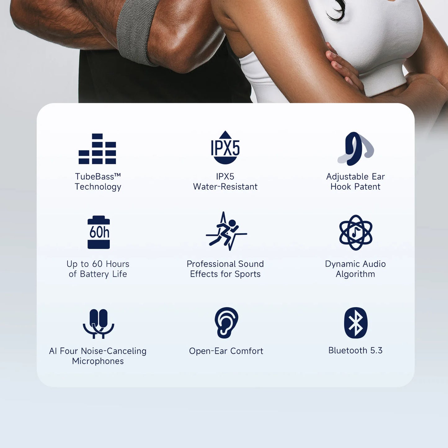 Oneodio OpenRock S Air Conduction Bluetooth 5.3 Earphones Open Ear Wireless Headphones Sports Earbuds TWS With 4 AI Mics 60Hr