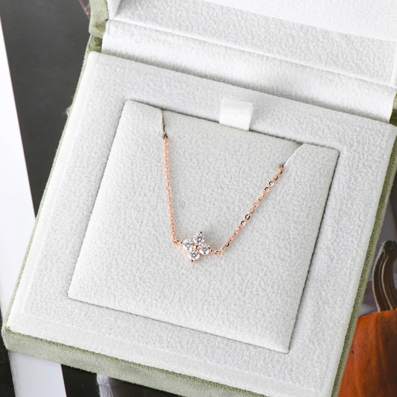 Lnngy Moissanite Four Leaf Flower Chain Bracelet for Women 925 Sterling Silver Niche Simple Desgin Bracelets Jewelry Accessories