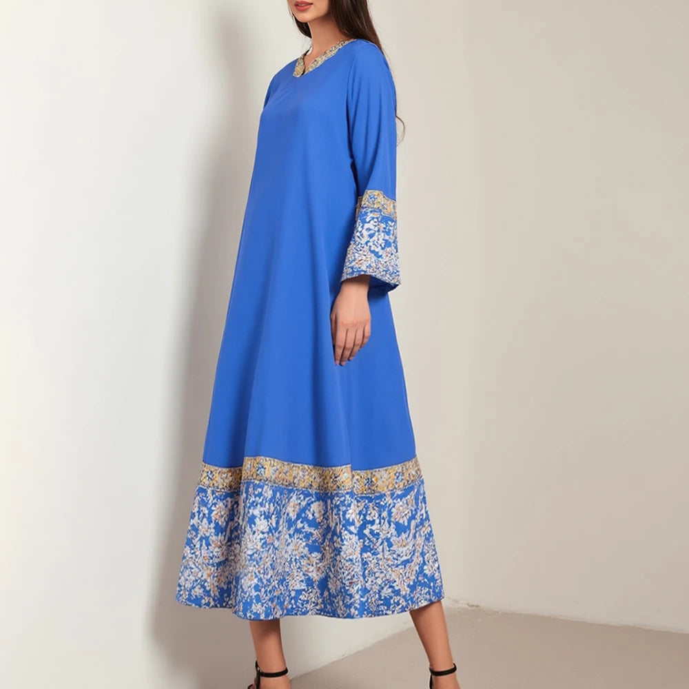 Rafiah Women's Dresses Summer Elegant Fashion 2025 Plain Long Sleeve V-Neck A Line Midi Vacation Long Dresses
