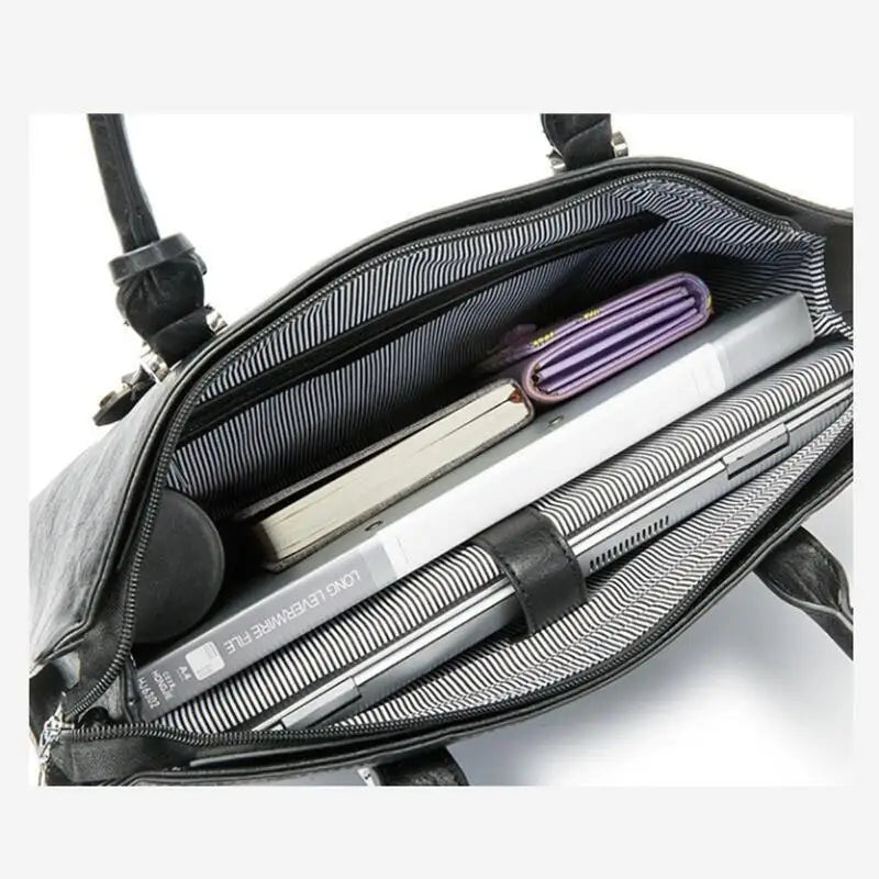 2025 Premium Leather Laptop Bag Women's Business Briefcase 14 inch Compatible with MacBook/HP/Acer/Dell - Top-Handle Work Bag