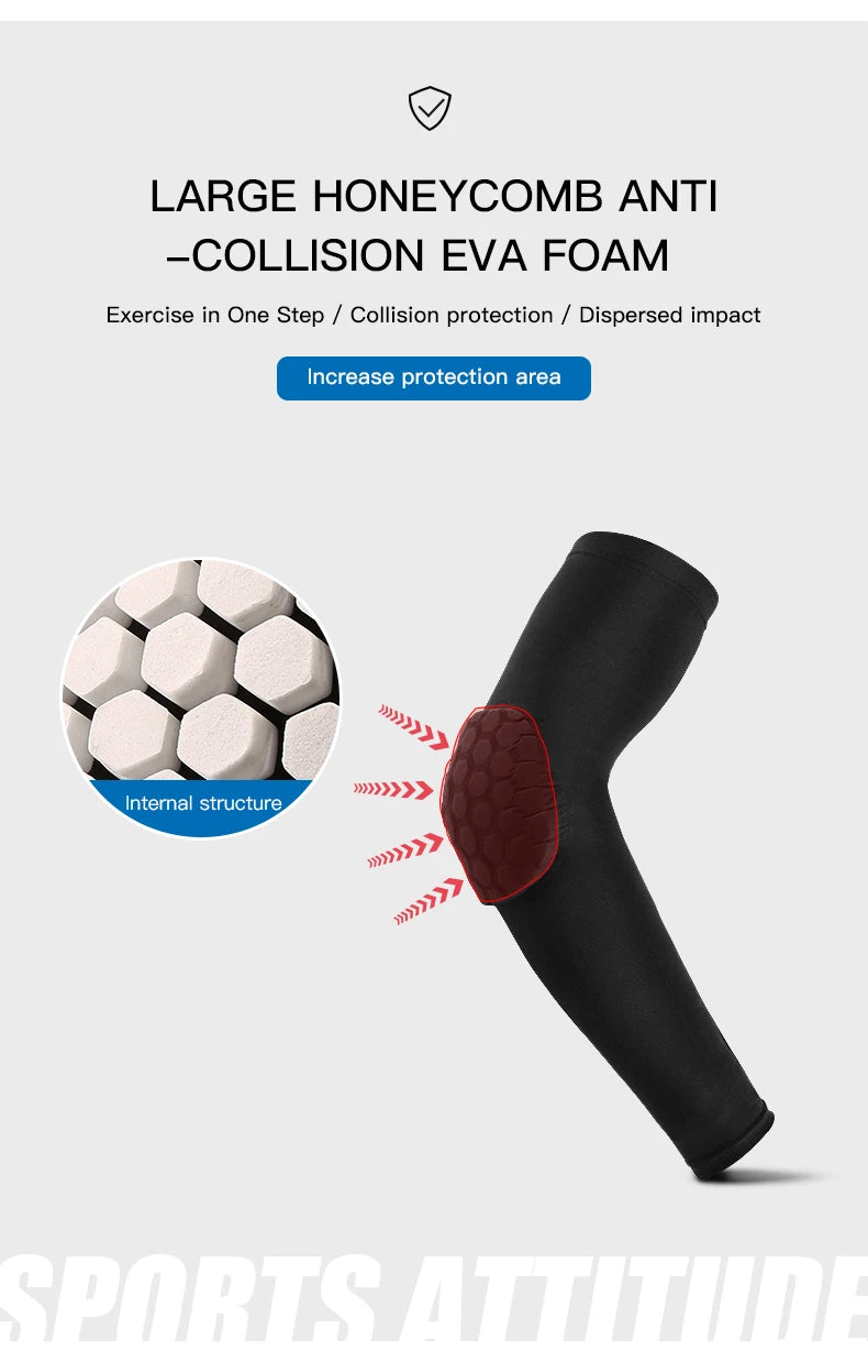 1pc Sports Elbow Protection Honeycomb Anti-collision Pressure Protection Arm Sleeve Basketball Cycling Fitness Protective Gear