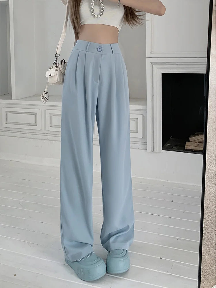 plus Size Women's Casual Wide Leg Pants High Waist Slimming Trousers Versatile Spring Faion Korean Sle Commute Pants