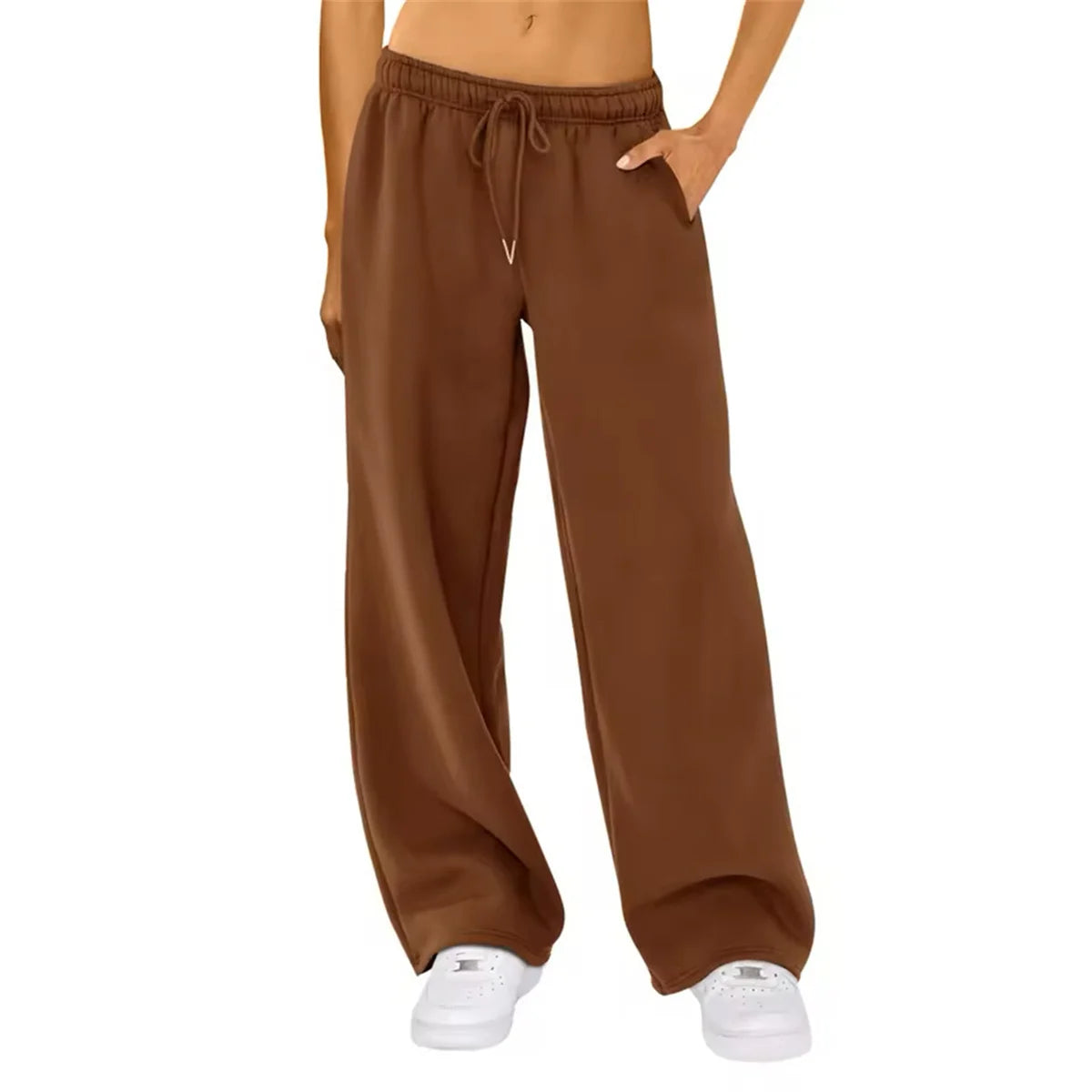Casual Straight Joggers Sweatpants Women Fashion Retro Solid Drawstring High Waist Pant Spring Summer Street Trouseres 2025 Chic